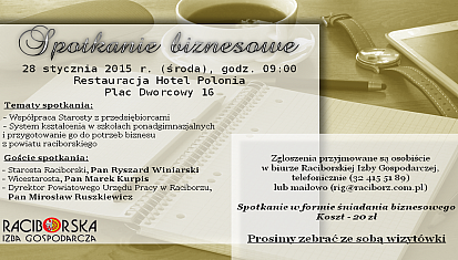 Informacje ze spotkania biznesowego w Restauracji Hotelu Polonia