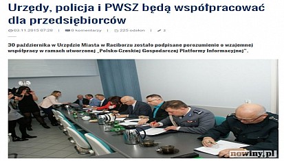 Porozumienie o wzajemnej współpracy w ramach utworzonej PL-CZ Gospodarczej Platformy Informacyjnej SILESIAinfo