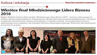 Niebawem finał konkursu &quot;Młodzieżowy Lider Biznesu 2016&quot;