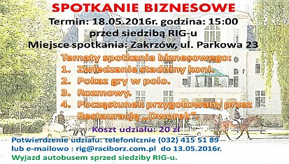 Spotkanie biznesowe dla przedsiębiorców RIG - 18.05.2016r.