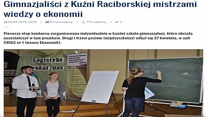 Gimnazjaliści z Kuźni Raciborskiej mistrzami wiedzy o ekonomii