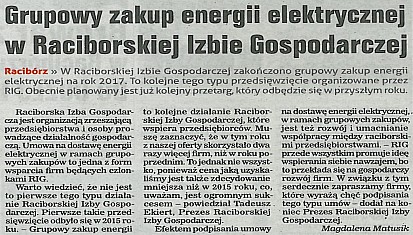 Grupowy zakup energii elektrycznej w Raciborskiej Izbie Gospodarczej