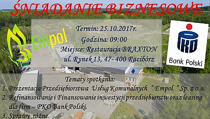 Kolejne Śniadanie Biznesowe - 25.10.2017r. godz. 09:00 w Restauracji Braxton