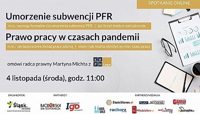 Zapraszamy na webinarium &quot;Umorzenie subwencji PFR. Prawo pracy w czasach pandemii&quot;